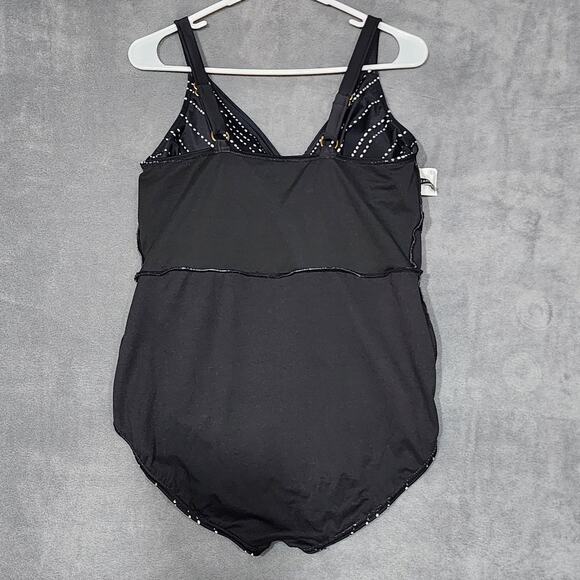 Dreamsuit Swimsuit by Miracle Brands Black and White One Piece Size 16W - Picture 5 of 10